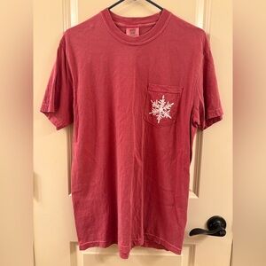 NWOT Red Tee w/ Snowflake Pocket